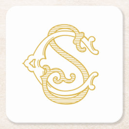 EDITABLE FÄRG SC Monogram CS Logotyp Underlägg Papper Kvadrat