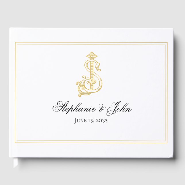 EDITABLE FÄRG SJ Monogram JS Monogram Guest Bok (Framsida)