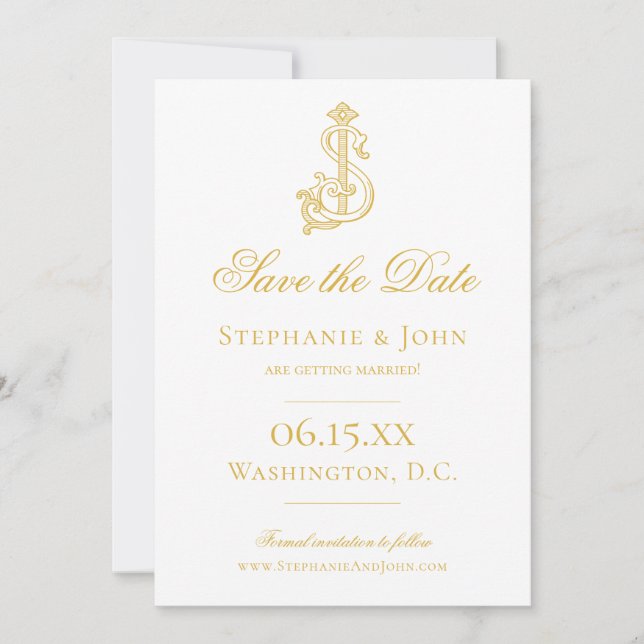 EDITABLE FÄRG SJ Monogram JS Monogram - inbjudan (Framsida)