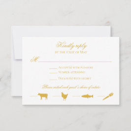 EDITABLE FÄRG-svarskort med menyikoner Inbjudningar