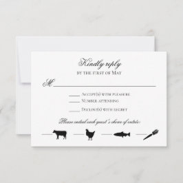 EDITABLE FÄRG-svarskort med menyikoner Inbjudningar