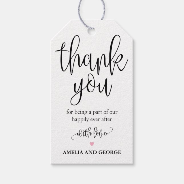 Editable Färg Tack Märkres Loely Calligraphy Presentetikett (Framsidan)