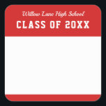 Editable Färg Varsity Stil Class Reunion Namn Fyrkantigt Klistermärke<br><div class="desc">Det här namn bricka-klistermärket är idealiskt för klasskopplingar och har en redigerbar bakgrund färg (klicka på anpassa för att ändra) som du kan ändra för att matcha färgerna i skolan. Anpassa den genom att ersätta platshållartexten med din egen information. Om du vill ha fler alternativ som t.ex. att ändra bakgrunden...</div>