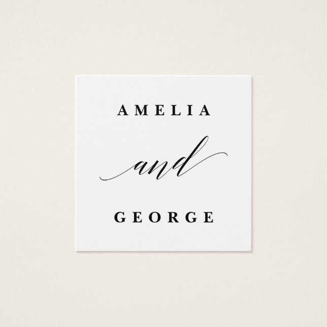 EDITABLE FÄRG Wedding Favor-Märkre #MSC Fyrkantigt Visitkort (Framsida)