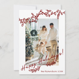 Editable Färg Whimsical jul Doodles Photo Julkort