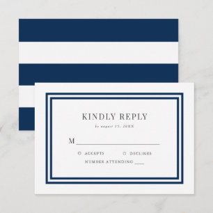 Editable Färg White Rand Nautical Bröllop OSA Kort
