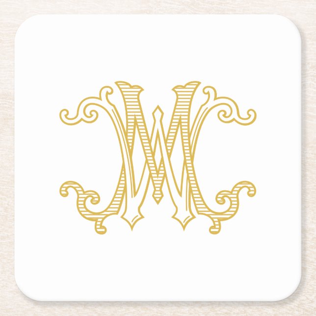 EDITABLE FÄRG WM Monogram MW Logotyp Underlägg (Framsidan)