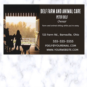 Editable Farm and Animal Care Sitta Visitkort
