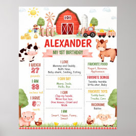Editable Farm Birthday-milstolpe Poster mall