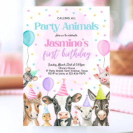 Editable Farm Girl Birthday Investigation, Rosa Fa Inbjudningar
