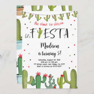Editable Fiesta Birthday Inbjudningar