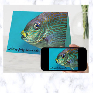 Editable Fishy Kisses Kort