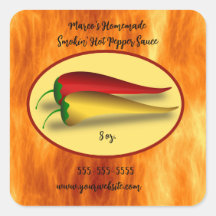 Editable Flames Smokin' Hett Pepper Sauce Label
