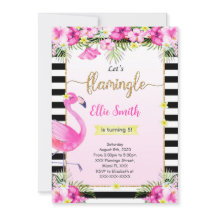Editable Flamingo Birthday-inbjudan