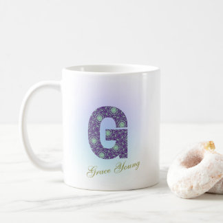 Editable Floral Letter G Monogram Personalized Kaffemugg