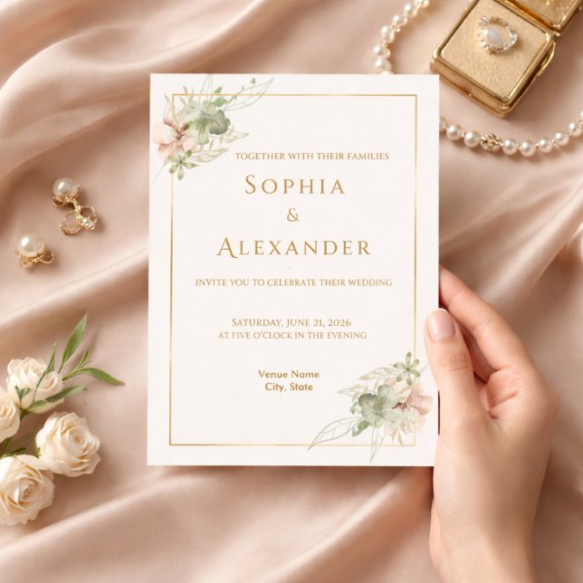 Editable Floral Wedding Invitation Template  Inbjudningar (Skapare uppladdad)