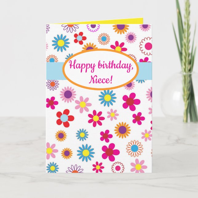 Editable Flowers Blommigt Birthday Kort (Framsida)