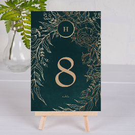 Editable Foil Guld Emerald Wandan Bröllop Bordsnummer