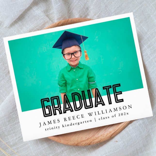 Editable Fold Photo Kindergarten Grad Announcement (Skapare uppladdad)