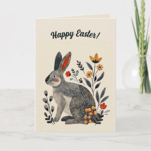 Editable FolkArt Bunny-kort Kort