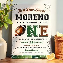 Editable Football Birthday bjudande första året 1