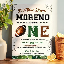 Editable Football Birthday bjudande första året 1 Inbjudningar