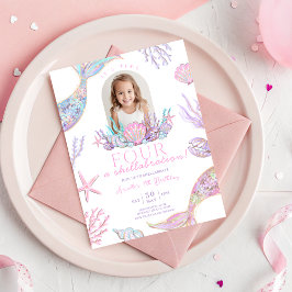 Editable Four Mermaid Tail Invitation Picture Four Inbjudningar