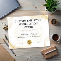 Editable Funny Employee Apprecision Award