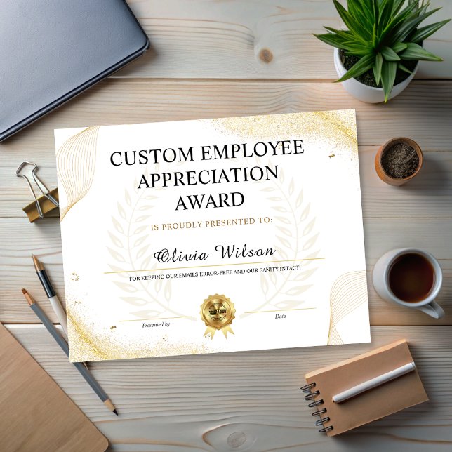Editable Funny Employee Apprecision Award (Editable Funny Employee Appreciation Award)