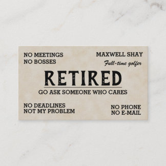 Editable Funny Retirement Visitkort
