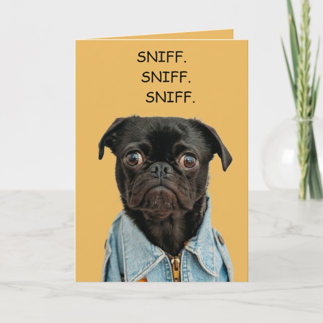 Editable Funny Sniffing Hund Birthday Kort (Framsida)