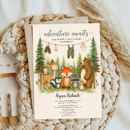 Editable Gender Neutral Fall Woodland Baby Shower Inbjudningar