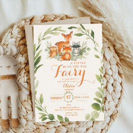 Editable Gender Neutral Fall Woodland Baby Shower Inbjudningar