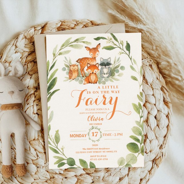 Editable Gender Neutral Fall Woodland Baby Shower Inbjudningar (Skapare uppladdad)