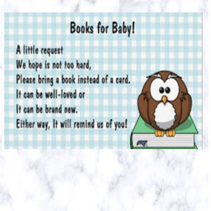 Editable Gingham och Uggla på Bok Babys Bibliotek Tilläggskort