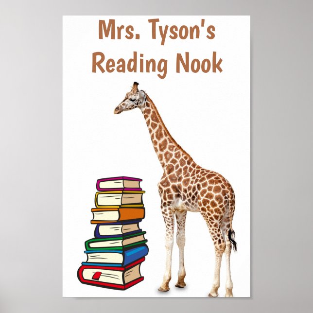 Editable Giraffe med Bokar-läsnook Poster (Framsidan)