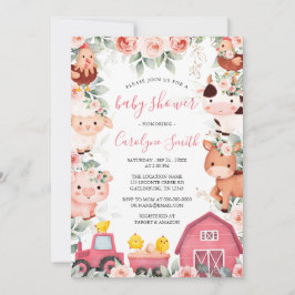 EDITABLE Girl Farm Baby Shower-inbjudan Inbjudningar