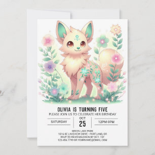 Editable Girl Forest Varg Digital Birthday Inbjudningar