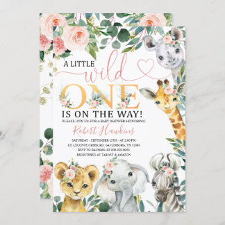 Editable Girl Safari Baby Shower-inbjudan Inbjudningar