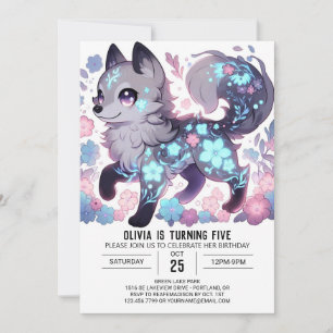 Editable Girl Varg Digital Birthday Inbjudningar