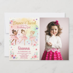 Editable Girl's Dance Inbjudan med foto
