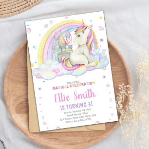 Editable Girls Fantasy Party-kort med Magic Inbjudningar