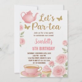Editable Girl's Tea Party Inbjudan