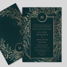 Editable Gold Foil & Emerald Grönt Wandend Monogra