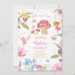 Editable Golden Fairy Birthday Inbjudningar