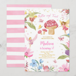 Editable Golden Fairy Birthday Inbjudningar