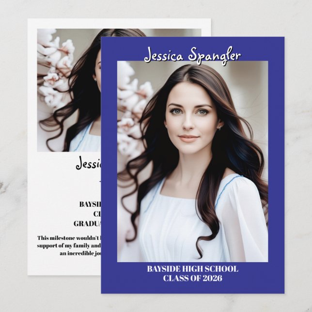 Editable Graduation Announcement - Double Sided Inbjudningar (Fram/baksida)