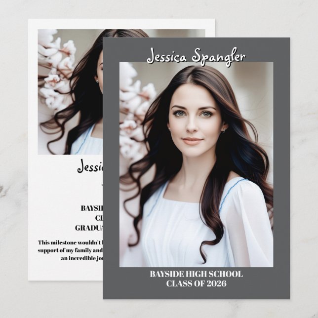 Editable Graduation Announcement - Double Sided Inbjudningar (Fram/baksida)