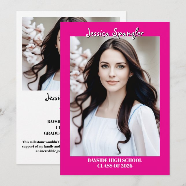 Editable Graduation Announcement - Double Sided Inbjudningar (Fram/baksida)