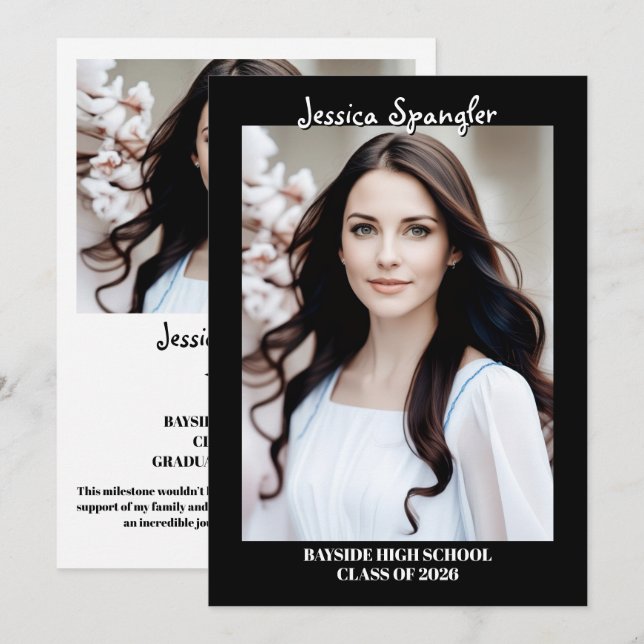 Editable Graduation Announcement - Double Sided Inbjudningar (Fram/baksida)